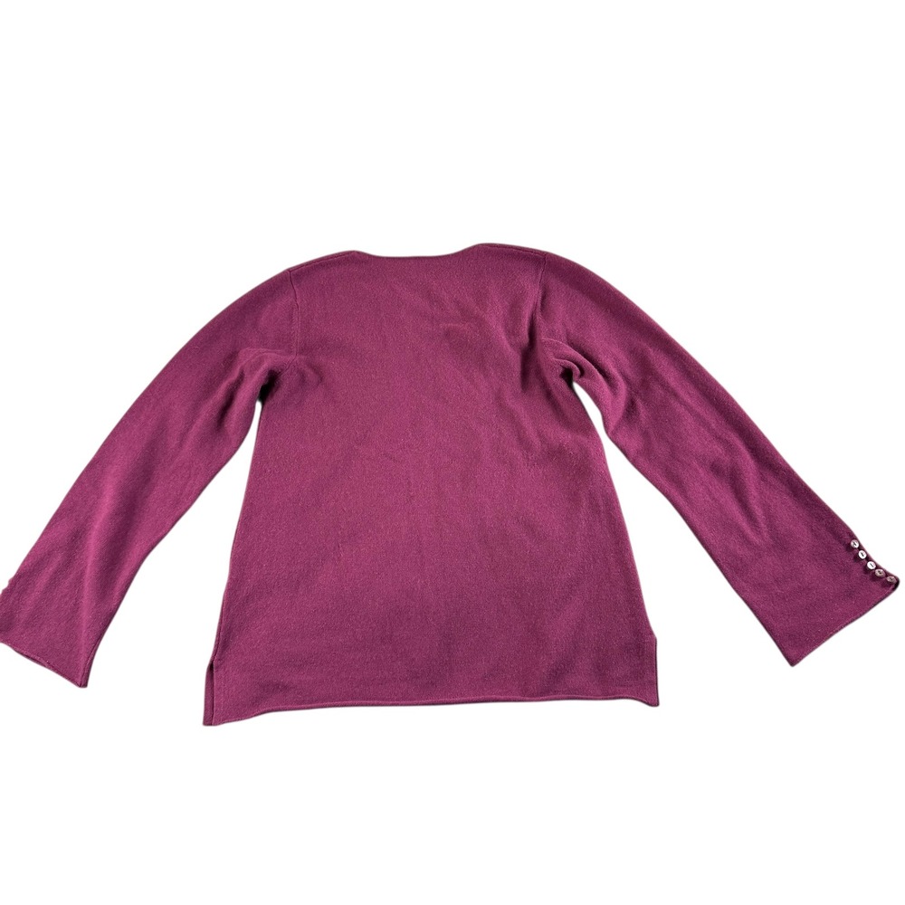 Margaret O Leary 100% Cashmere V‎ Neck Button Front Pullover Sweater Amethyst S - Picture 8 of 10